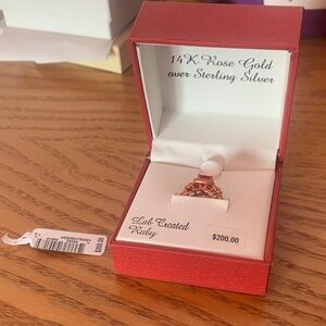 Kohl's Rose Gold and Ruby Ring $200 925 silver w rose gold overlay